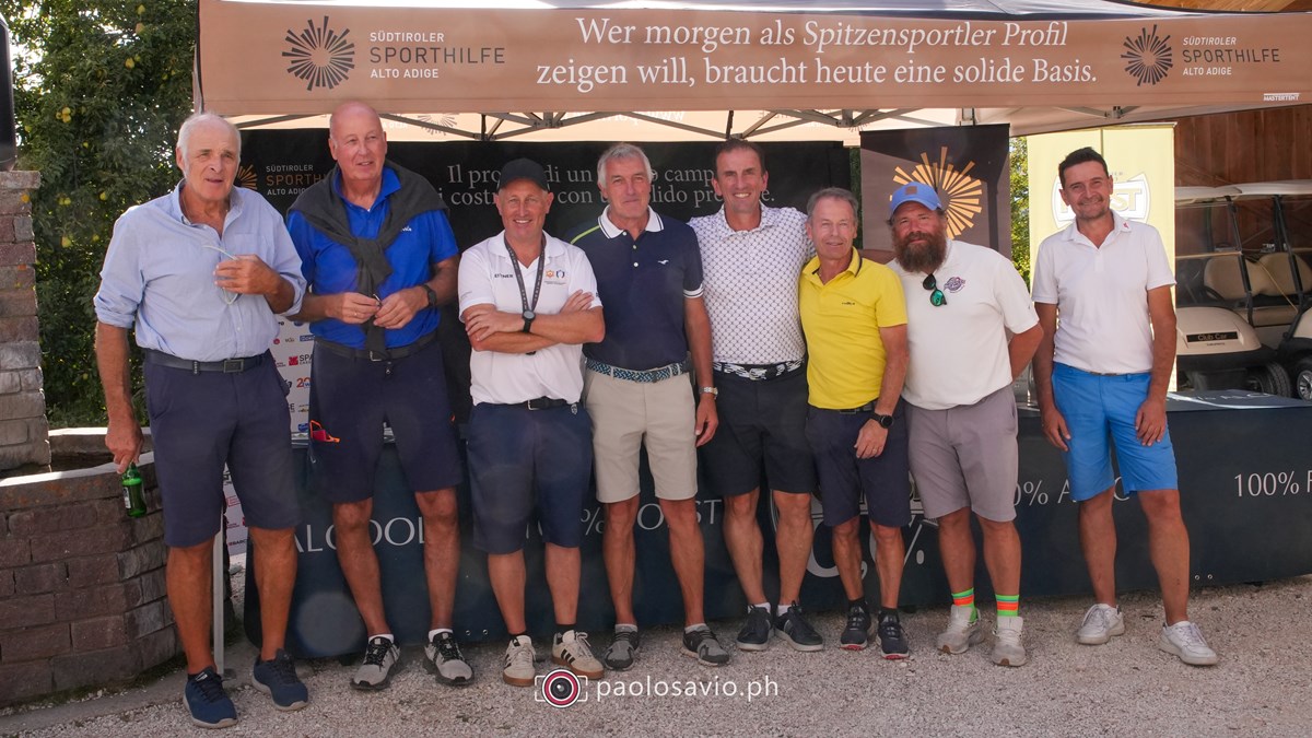 Die VIP-Golfer: Much Maier, Norbert Gasser, Markus Ortler, Pepi Ploner, Markus Prock, Alfred Runggaldier, Stefan Zisser